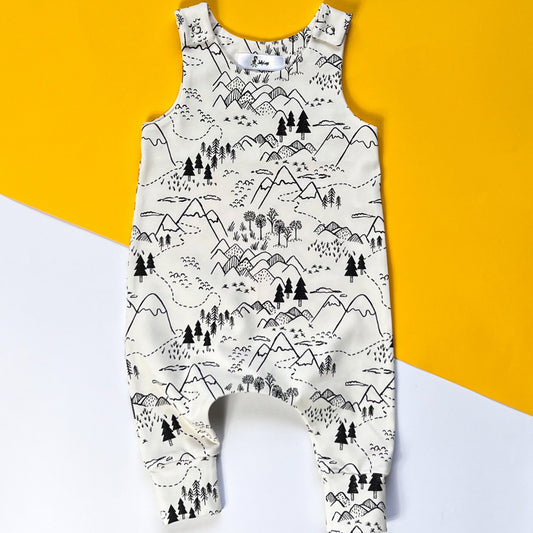 MOUNTAINS DUNGAREE ROMPER