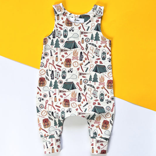 CAMPING DUNGAREE ROMPER