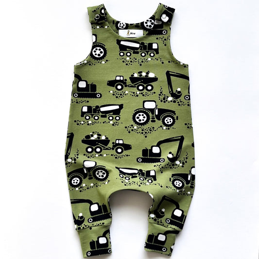 TRUCKS & DIGGERS DUNGAREE ROMPER