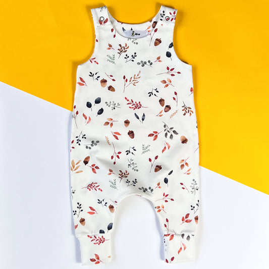 AUTUMN LEAVES DUNGAREE ROMPER