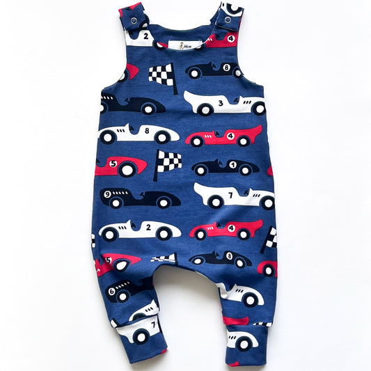 RACING CARS DUNGAREE ROMPER